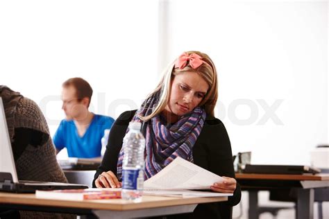 College Students Inside A Classroom Stock Image Colourbox