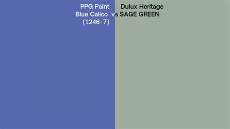 Ppg Paint Blue Calico 1246 7 Vs Dulux Heritage Sage Green Side By