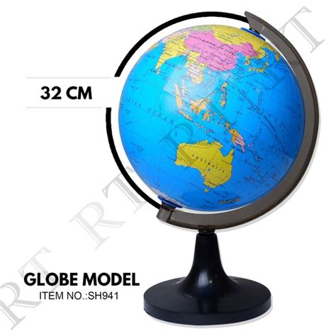 ♬32cm World Globe Map With Swivel Stand Geography Rotating Map