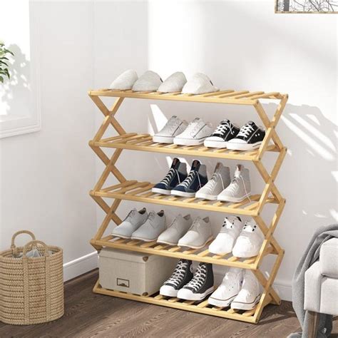Bamboo Shoe Rack 3456 Tiers Fordable Plants Stand Shelves Folding