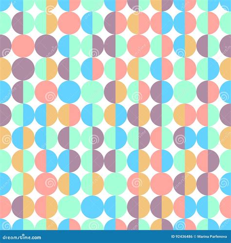 Abstract Colorful Half Circles Seamless Geometric Pattern In Vector On