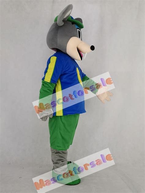 Chuck E Cheese Mascot Costume Mouse With Green Hat