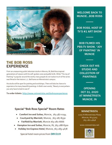 The Bob Ross Experience Flyer Page0001 Muncie Visitors Bureau Visit