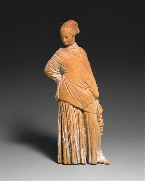 Terracotta Statuette Of A Standing Woman Greek Probably Boeotian