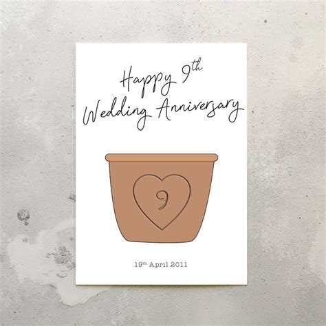 9th wedding anniversary card 9th wedding anniversary pottery etsy
