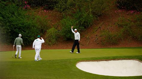 Masters Champion Tiger Woods Reacts On No 12 During The Third Round Of