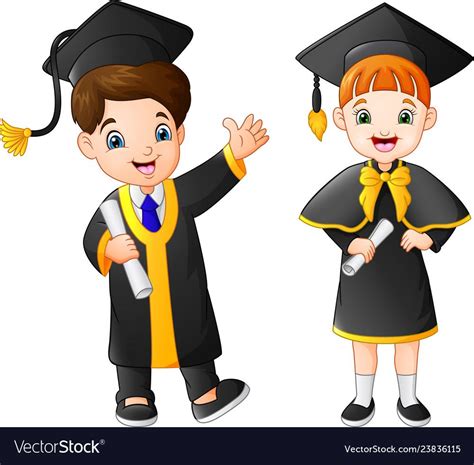 Cartoon Happy Kid In Graduation Costume Vector Image On Vectorstock