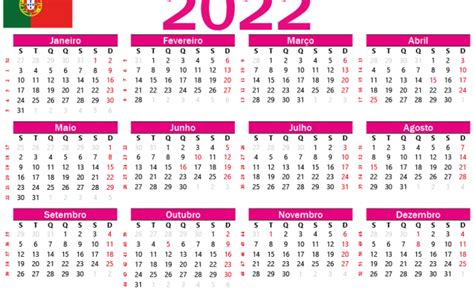 Calendario 2022 Com Feriados Portugal Excel Otosection