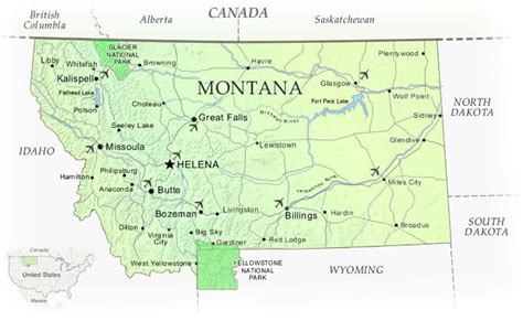 National Parks In Montana Map New York Map Poster