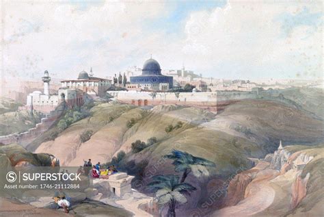Jerusalem By David Roberts April 9th 1839 Print Shows Church Of The