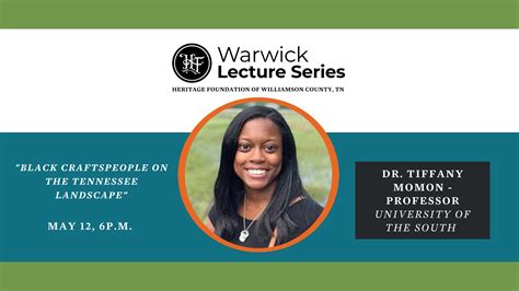 Warwick Lecture Series Dr Tiffany Momon Black Craftspeople On The