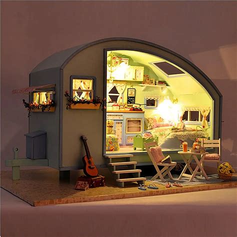 Buy Diy Dollhouse Miniature Wooden Assembled With