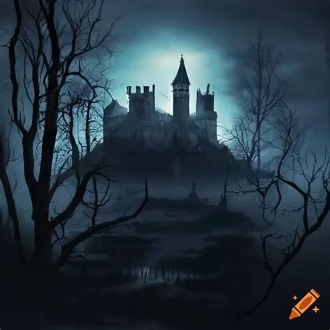Gothic Horror Night Landscape With A Castle On Craiyon