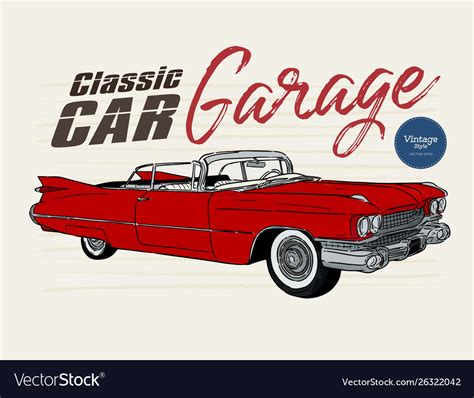 Classic Car Vintage Style Hand Draw Sketch Vector Image