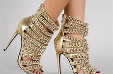 gold high heel shoes chain sandals women dress fashion gladiator toe open heels zipper style chains pumps evening summer sandal