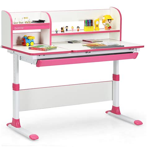 Costway Adjustable Height Kids Study Desk Drafting Table Computer