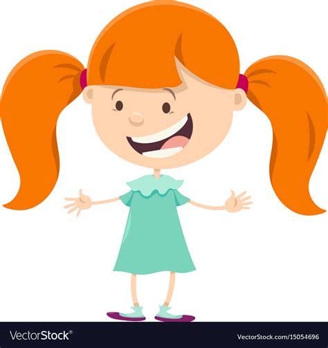 Girl With Pigtails Cartoon Character Royalty Free Vector