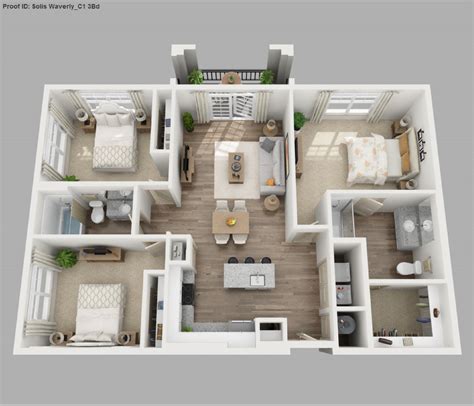 With options for one, two and three bedroom layouts, parkway place leases renovated homes in north dallas. Three Bedroom Apartment 3d Floor Plans | Bedroom floor ...