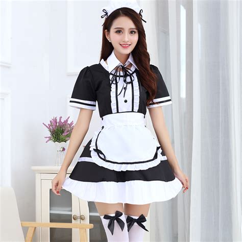 Maid Cosplay Cute Japanese Restaurant Cafe Maid Overalls Classic Black