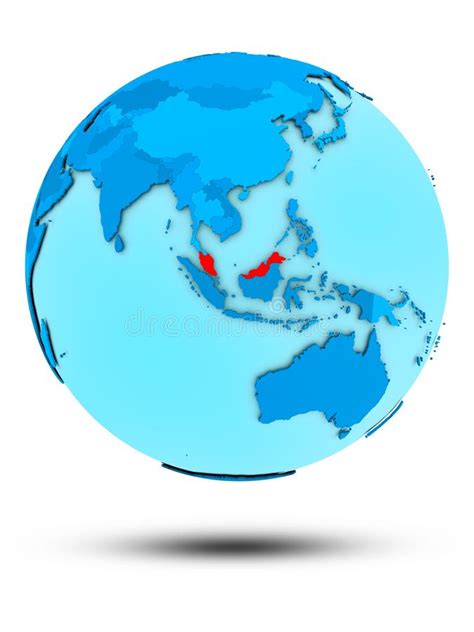 Malaysia In Red On Blue Globe Stock Illustration Illustration Of