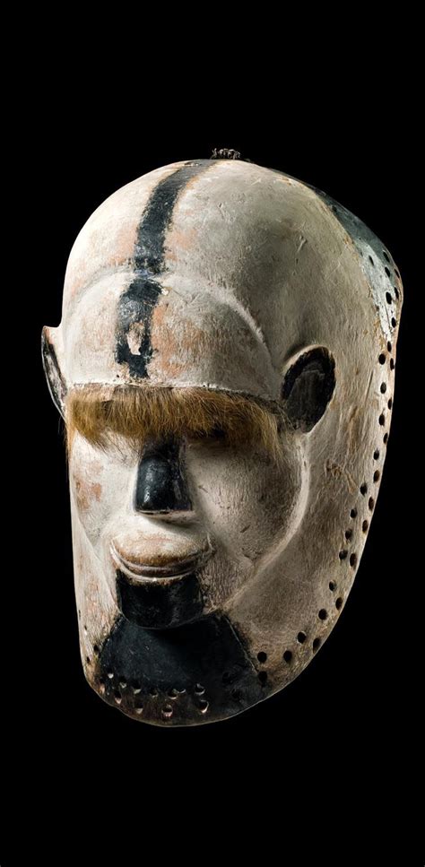 Africa Mask From The Luba People Of Dr Congo Wood Kaolin Black And