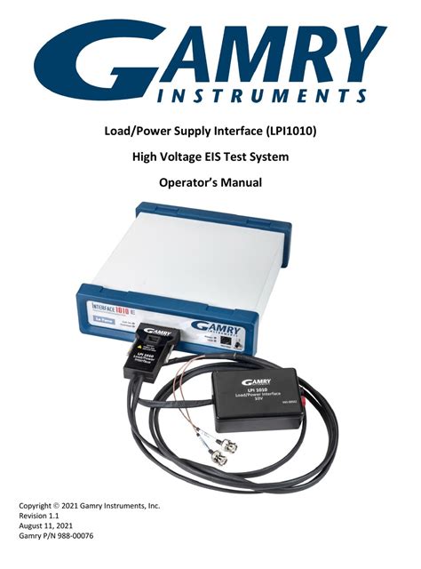 Gamry Instruments Lpi1010 Operators Manual Pdf Download Manualslib