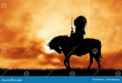 Native American Indian On Horse Stock Illustration Illustration Of