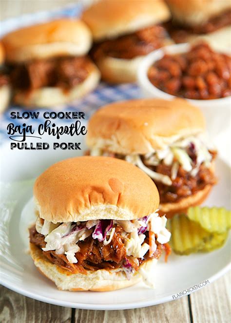 This recipe uses leftovers from the roast pork with fennel, chiles, and olives, so be sure to save both recipe cards. Slow Cooker Baja Chipotle Pulled Pork | Plain Chicken