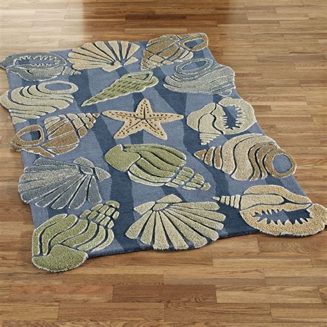 Unique Bathroom Rugs With The Theme Of Sea And Seashell Bathroom Rugs