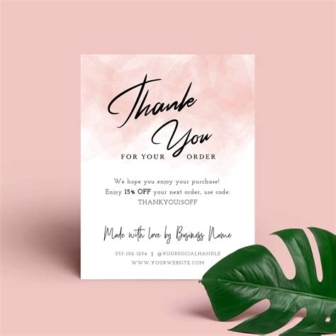 Thank you for supporting my small business online retail customer appreciation. Editable Thank You for Order Cards Printable Thank you ...