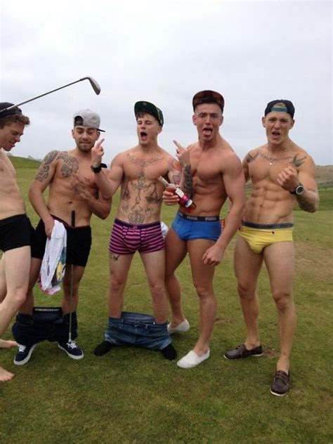 Tattoo Gay Interest Men In Briefs Underwear Bulge Outdoors Group Photo