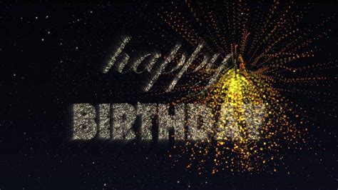 Happy Birthday Celebration Greeting Text With Particles And Sparks On