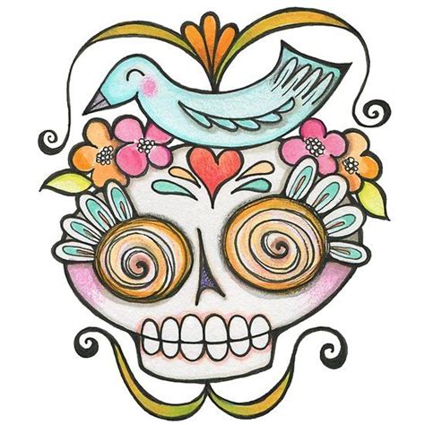 Sugar Skull With Bird Sugar Skull Skull Bird