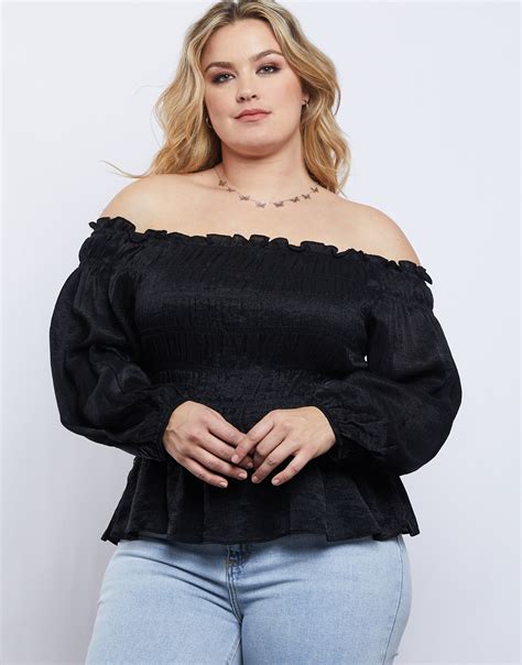 plus size amy smocked long sleeve top 2020ave