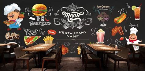 Western Restaurant Fast Food Restaurant Burger Shop Background Wall Custom Mural Wallpaper
