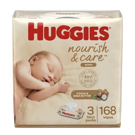 Huggies Nourish And Care Scented Baby Wipes 3 Flip Top Packs 168 Wipes