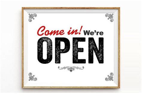 Come In We Are Open Sign Printable Instant Download Business Signage
