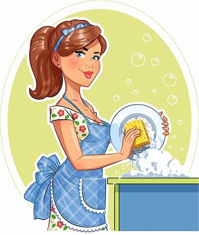 Washing Dishes Clipart Dish Housewife Washed Transparent