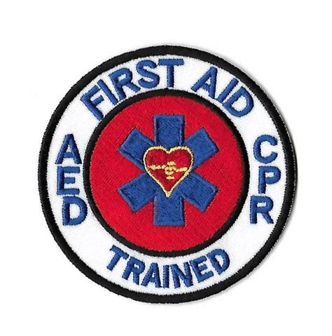 First Aid Cpr Aed Trained Patch Embroidered Iron On Badge Paramedic