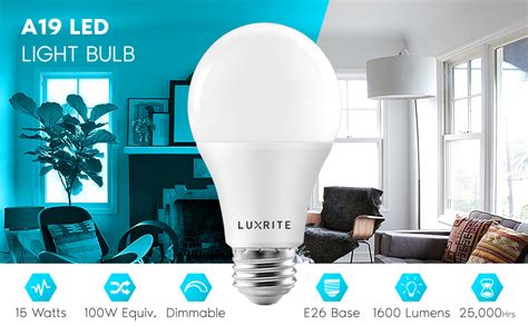 Luxrite A19 Led Light Bulbs 100 Watt Equivalent Dimmable 5000k Bright