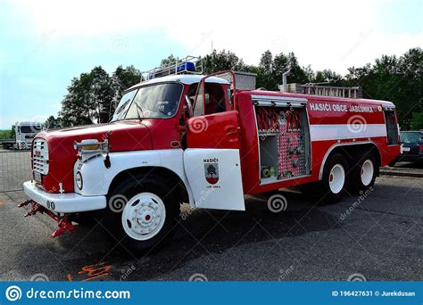 Public Demonstration Of A Historic Fire Truck From The 20th Century In