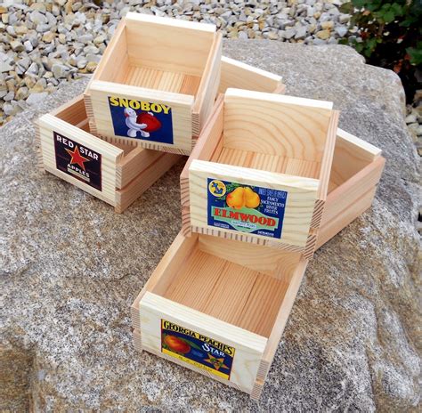 Set Of Six Small Wooden Fruit Crates