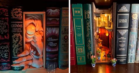 Each miniature piece, be it a plant or a cereal box, is. 33 Creative Bookshelf Inserts All Bookworms Will ...