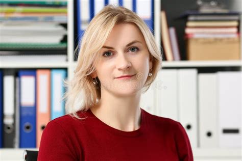 Normal Blond Woman Portrait At Office Stock Image Image Of Confident