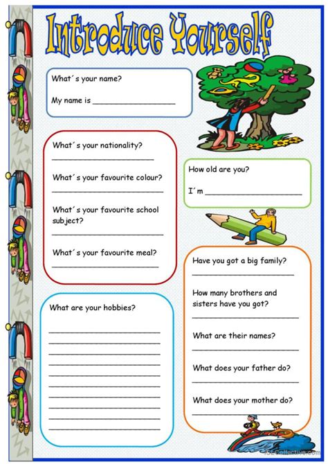 Introduce Yourself General Gramma English Esl Worksheets Pdf And Doc