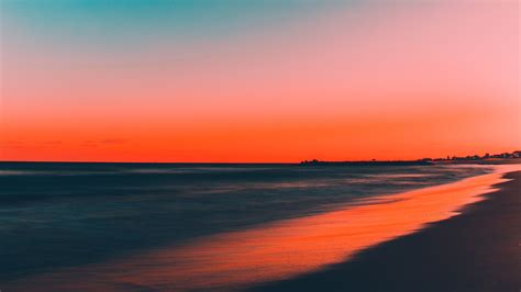 Sunset Beach Sea Horizon Scenery 8k 165 Wallpaper Pc Desktop