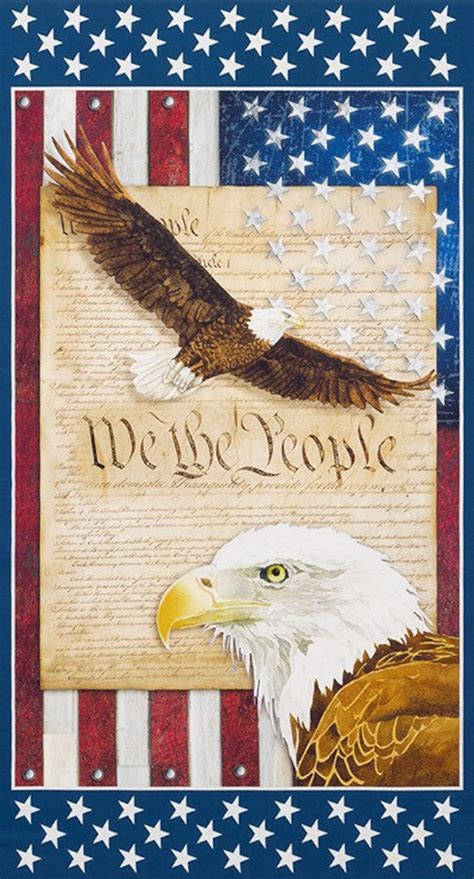 We The People Fabric Panel Beautifully Done Patriotic Fabric Etsy