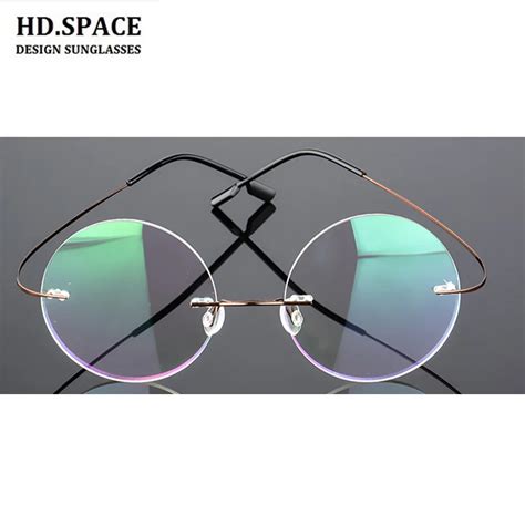 Fashion Women Titanium Alloy Round Rimless Myopia Glasses Ultra Light Nearsighted Glasses