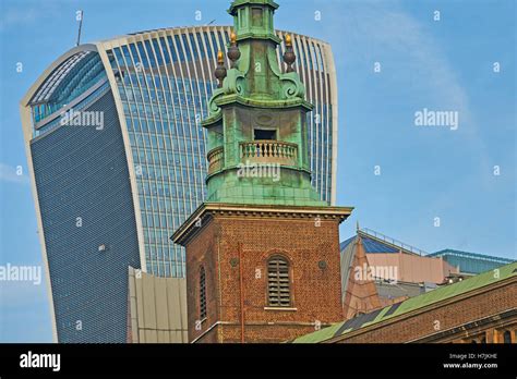 Old And New Buildings Form The Sky Line In The City Of London Stock
