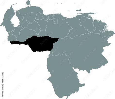 Black Location Map Of The Venezuelan State Of Apure Within Grey Map Of
